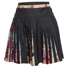 Roberto Cavalli Multicolor Floral Printed Silk Pleated Mini Skirt S