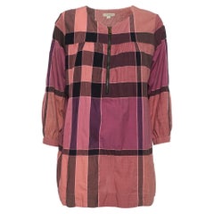 Burberry Brit Túnica de algodón a cuadros rosa M