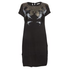 Versace Collection Nero Raso Applique Jersey Impreziosito Mini Abito M. I.