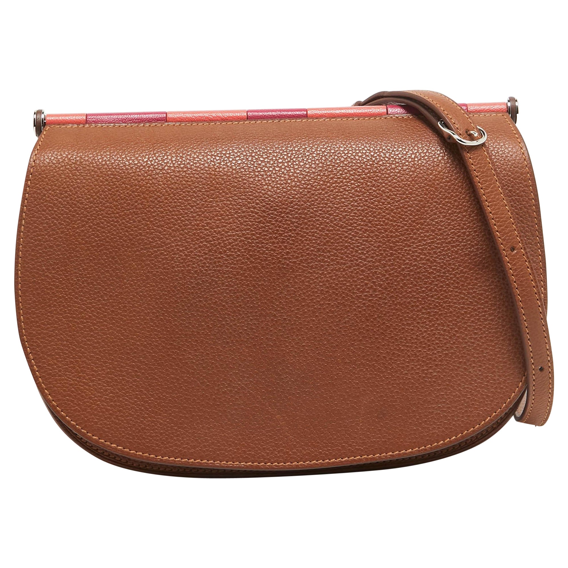 Hermes Fauve/Chevre Pink Barenia Leather Saut Bag For Sale