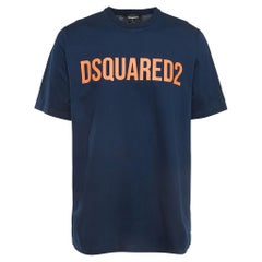 Dsquared2 Navy Blue Logo Printed Cotton T-Shirt M