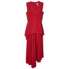 Sportmax - Vestito midi a strati in crêpe rosso L.A.