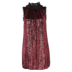 Dolce & Gabbana Burgundy Lace Trim Lurex and Velvet Shift Dress S