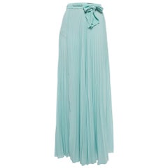 Elisabetta Franchi Mint Green Chiffon Plisse Maxi Skirt M
