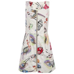 Kenzo White Printed Cotton Zip Front Mini Dress M