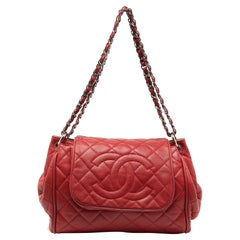 Chanel Red Quilted Caviar Leather Timeless Accordion Flap Bag