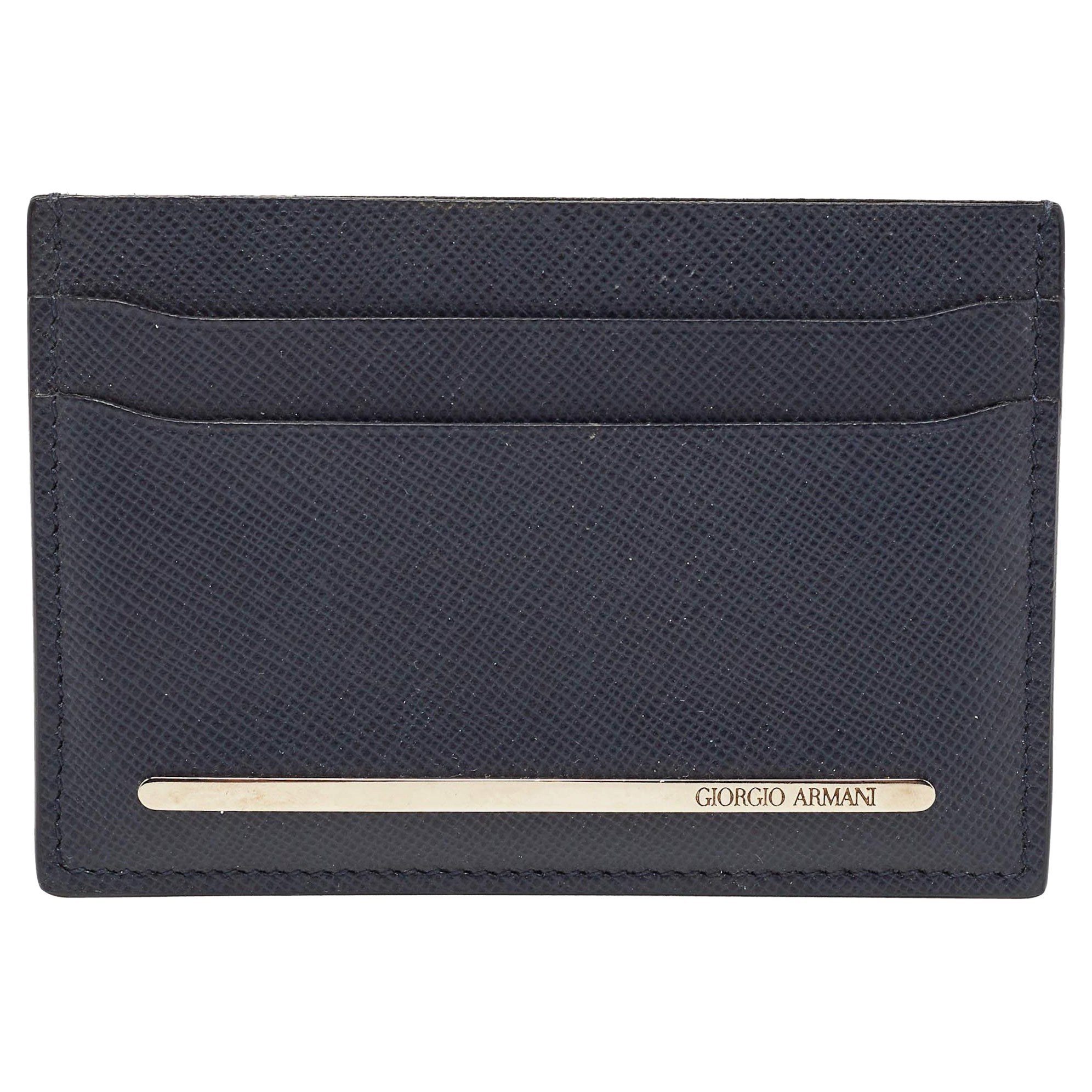 Porte-cartes Giorgio Armani en cuir bleu marine