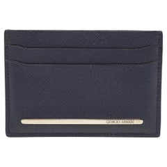 Giorgio Armani Marineblauer Kartenetui aus Leder in Marineblau