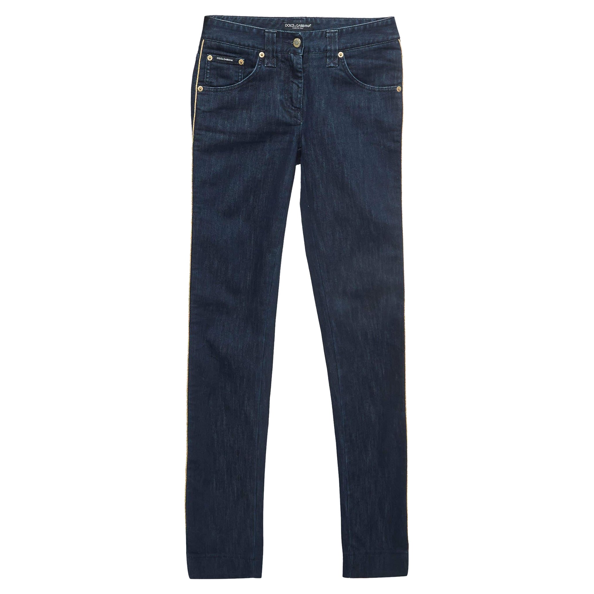 Dolce & Gabbana Vaqueros con raya lateral azul marino S Cintura 28''