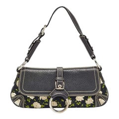 Dolce & Gabbana Blue/Multicolor Floral Print Canvas and Leather Shoulder Bag