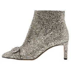 Jimmy Choo Metallic Hanover Crystal Embellished Pointed Toe Booties Size 39