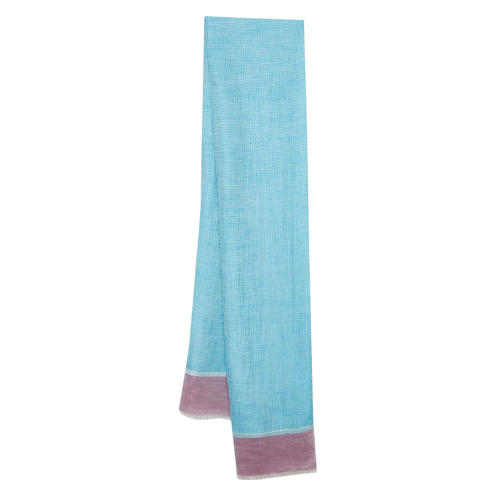 Etro Blue/Pink Linen & Cotton Stole For Sale