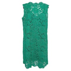 Dolce & Gabbana Green Floral Lace Mini Dress XL