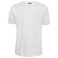 Giorgio Armani White Logo Embroidered Jersey T-Shirt M.