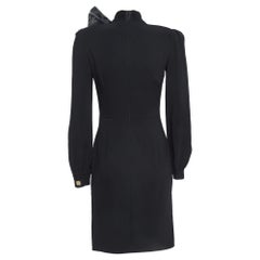 Elisabetta Franchi Black Crepe Bow Tie Mock Neck Mini Dress M