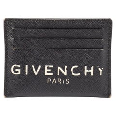 Porte-cartes à logo en cuir noir/blanc Givenchy