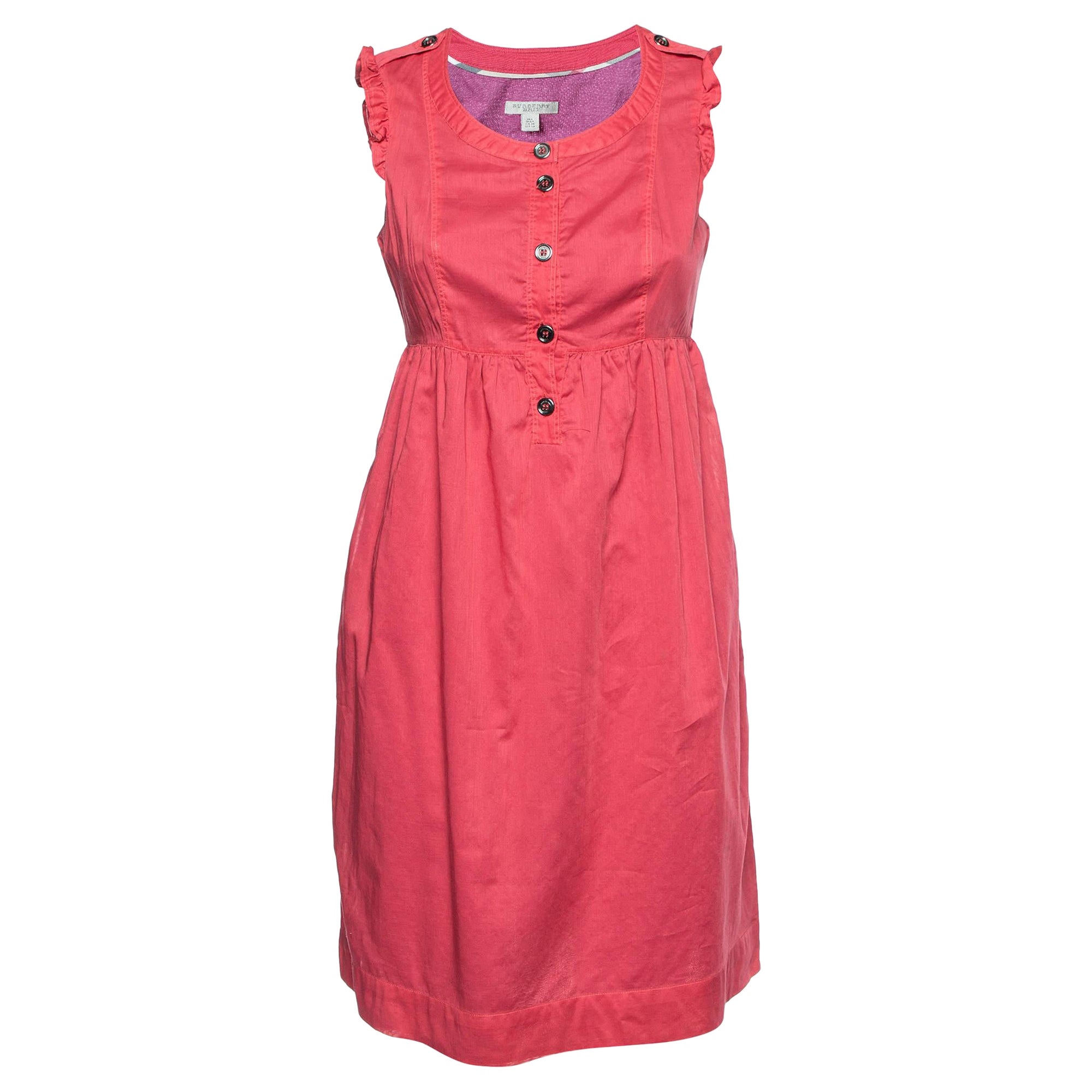 Burberry Brit Vestito senza maniche in cotone rosso S in vendita