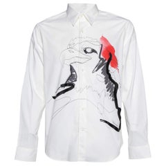 Roberto cavalli White Bird Print Cotton Slim Fit Shirt XL