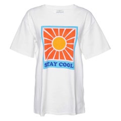 Sandro White Graphic Print Cotton Crew Neck T-Shirt M