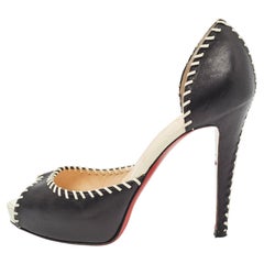 Christian Louboutin Pumps D'Orsay in pelle nera con punto a frusta misura 37,5