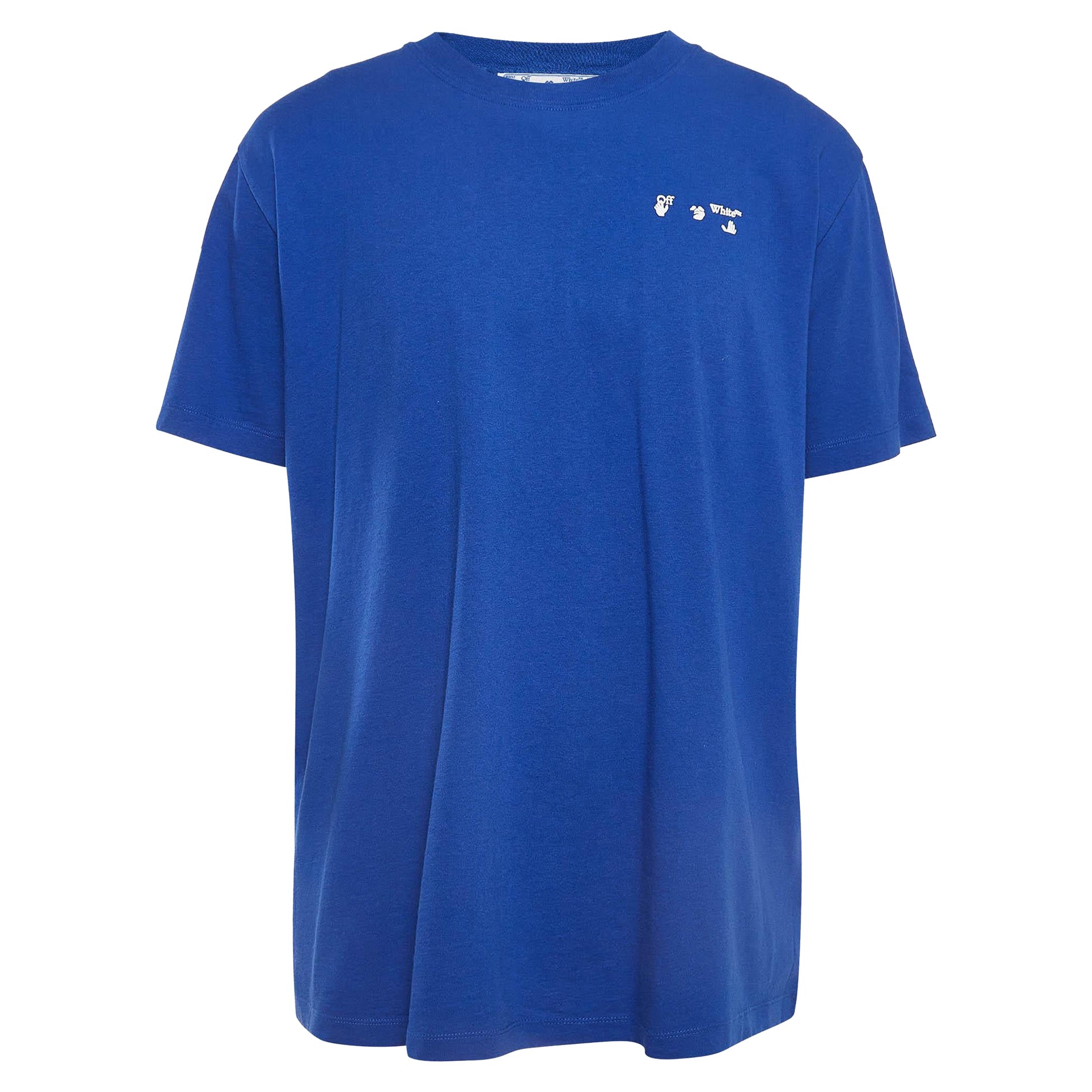 Maglietta in cotone con stampa logo blu di Off-White XL
