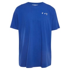 Off-White Blue Logo Print Cotton T-Shirt XL