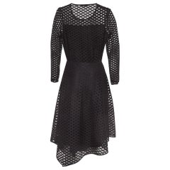 Maje Black Eyelet Lace Fit and Flare Midi Dress S