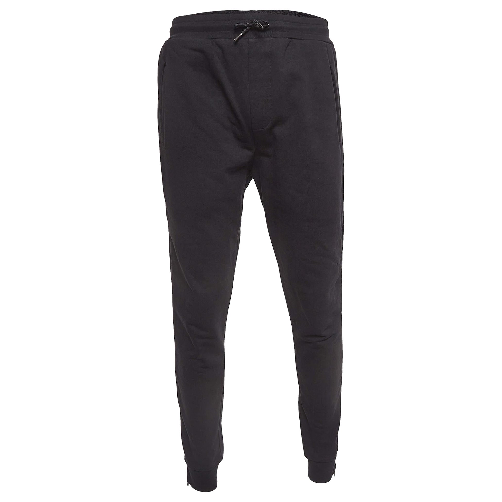 Alexander McQueen Black Heavy Knit Zipper Detail Joggers M For Sale