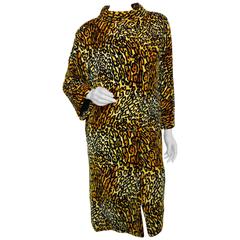 Chic Bill Blass for Bond Street Leopard Print Velvet Coat 1970s Sz M 9