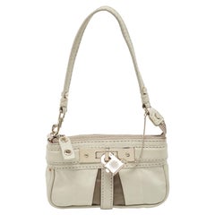 Marc By Marc Jacobs Off White Leather Padlock Charm Pochette Bag