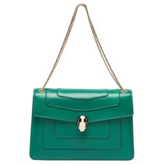 Bvlgari Green Leather Medium Serpenti Forever Shoulder Bag