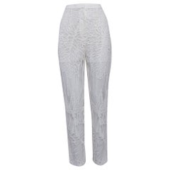Elie Saab White Sequin Embroidered Tulle Straight Fit Trousers S