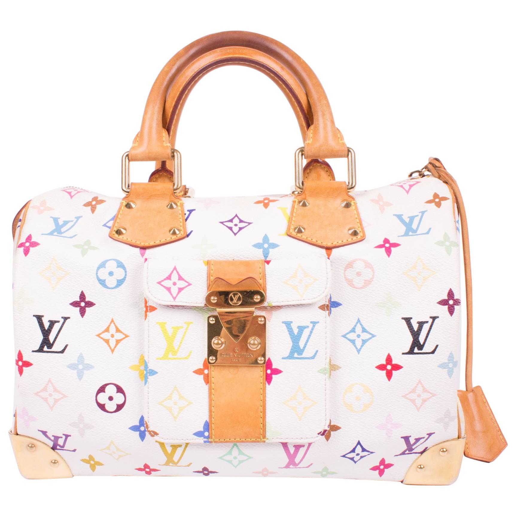 Louis Vuitton Speedy 30 Murakami Multicolor Monogram Canvas - white