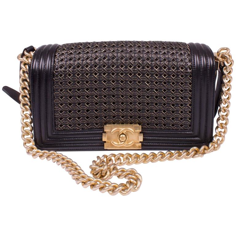 Chanel Le Boy Bag Woven Limited Edition Spring 2014 - black/gold