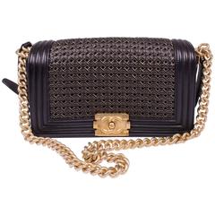 Chanel Le Boy Bag Woven Limited Edition Spring 2014 - black/gold at 1stDibs   chanel woven boy bag, chanel le boy limited edition, chanel boy limited  edition