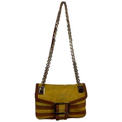 Roger Vivier Bolso vintage de ante a rayas mostaza y tostado