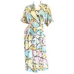 Betty White's " Golden Girls " Vintage 1980s Boho Pastel Abstract Shirt Dress 6