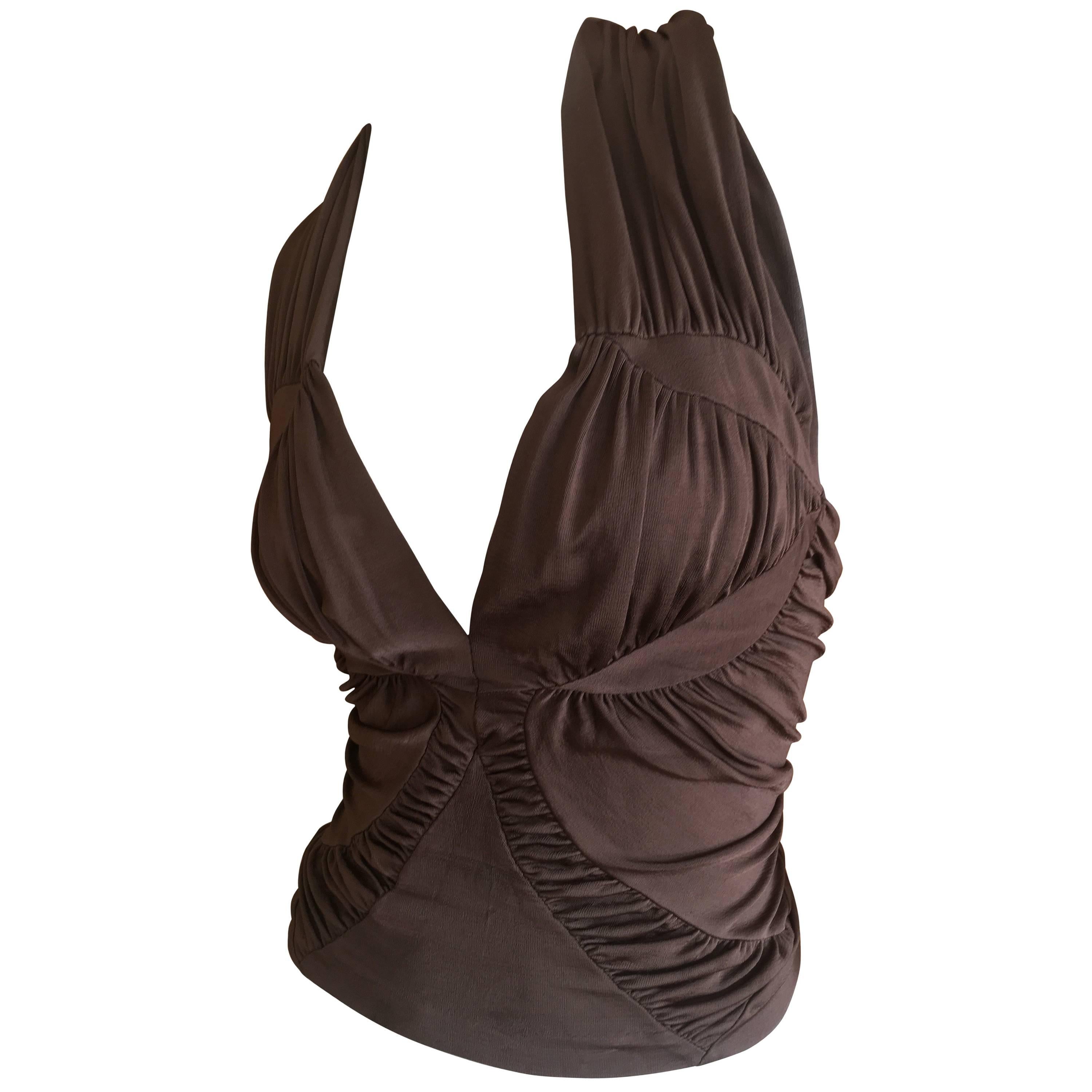 Yves Saint Laurent by Tom Ford Brown Low Cut Top For Sale