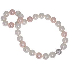Faux 16mm South Sea White And Pink Pearl 21’’ Necklace 11