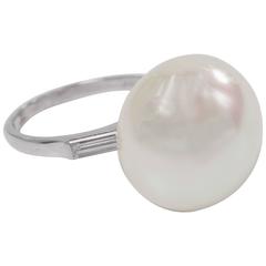 Maharajah Jewel Collection Vintage Faux 16mm Pearl Diamond Gold Ring 