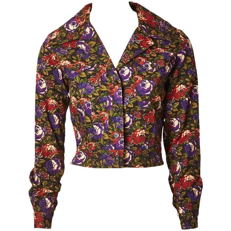 Yves Saint Laurent Floral Pattern " Jeans Jacket" at 1stDibs