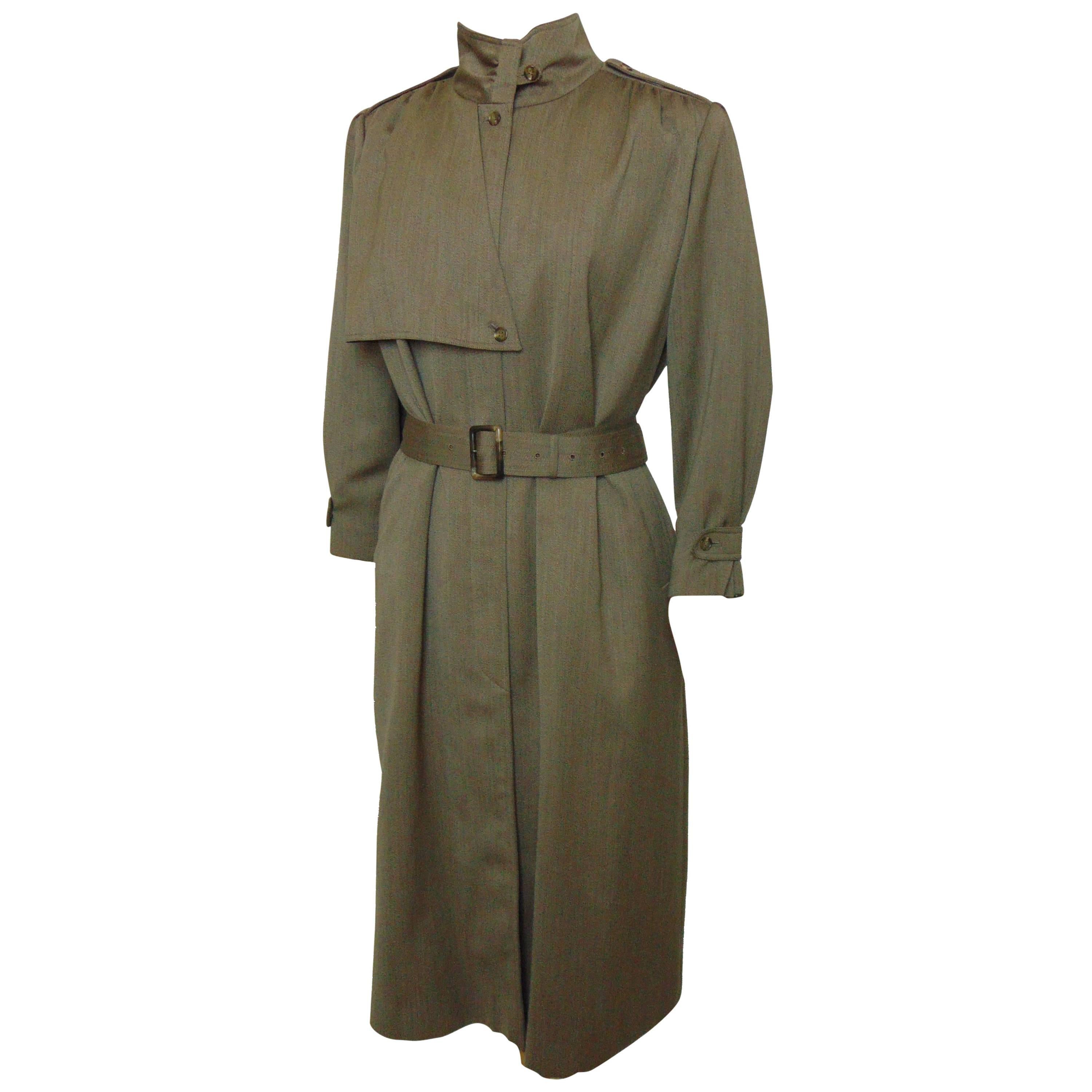 Saks Fifth Avenue Sanyo Ladies Wool Trench Coat with Removable Lining Sz 10 90s