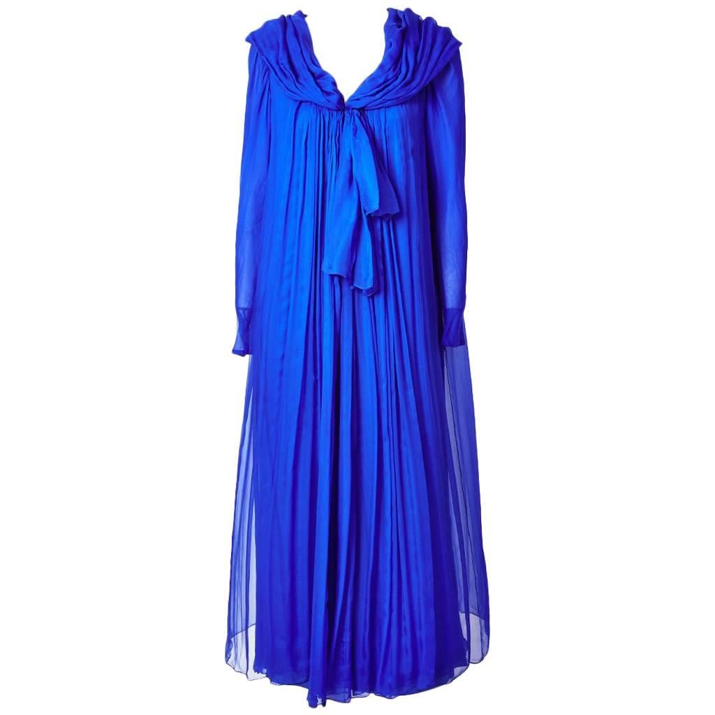 Yves Saint Laurent Couture Georgette Hooded Evening Dress