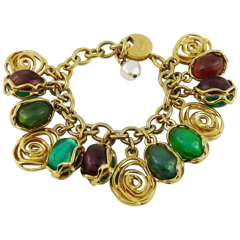 Yves Saint Laurent YSL Vintage Charm Bracelet For Sale at 1stdibs