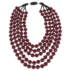 Angela Caputi Collar de Resina Multi Fila Burdeos
