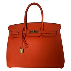 Hermes Poppy Orange Birkin 35 Bag