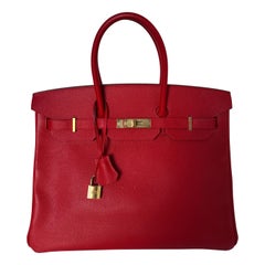 Hermes Rouge Casaque Birkin 35 Bag