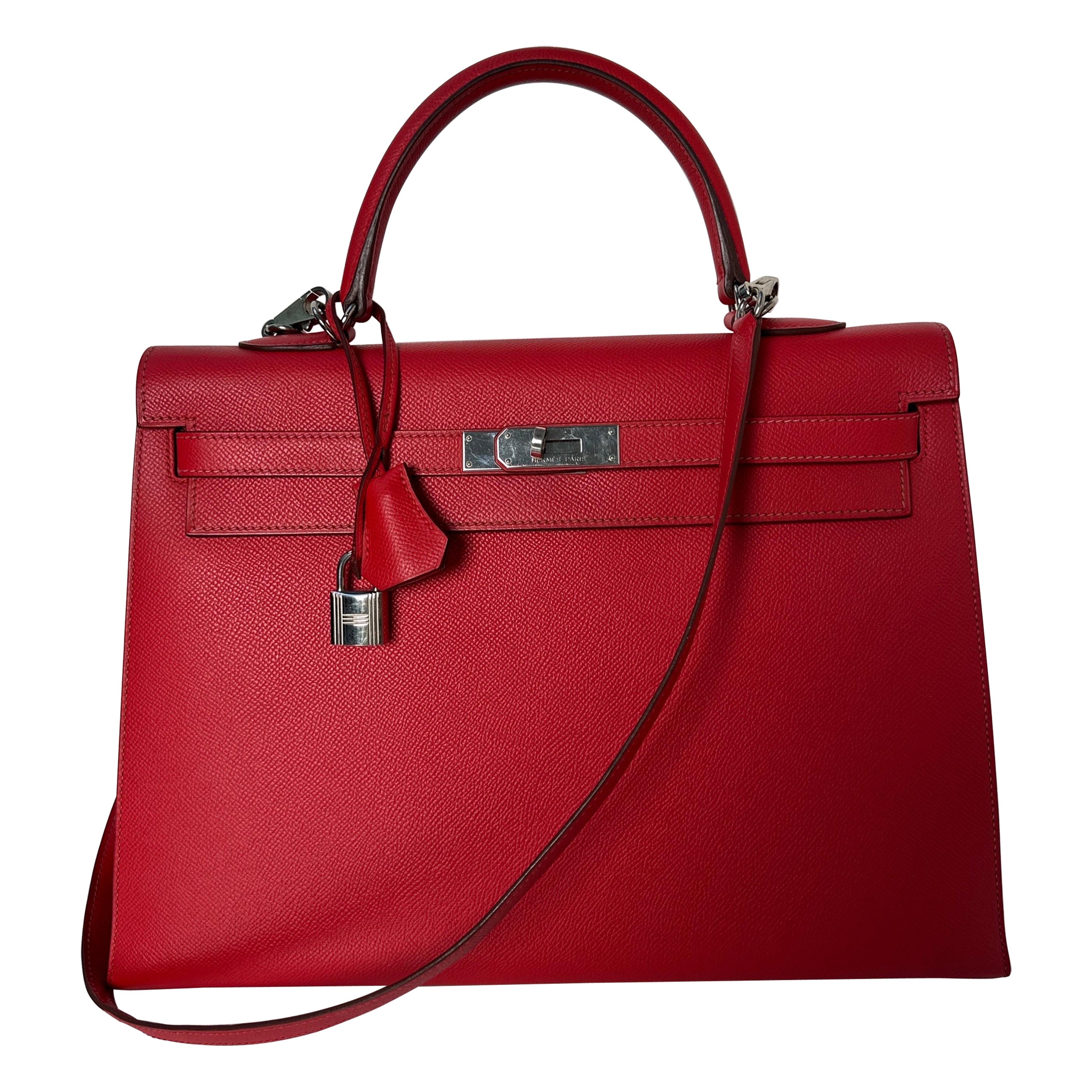 Hermes Red Kelly 35 Bag For Sale