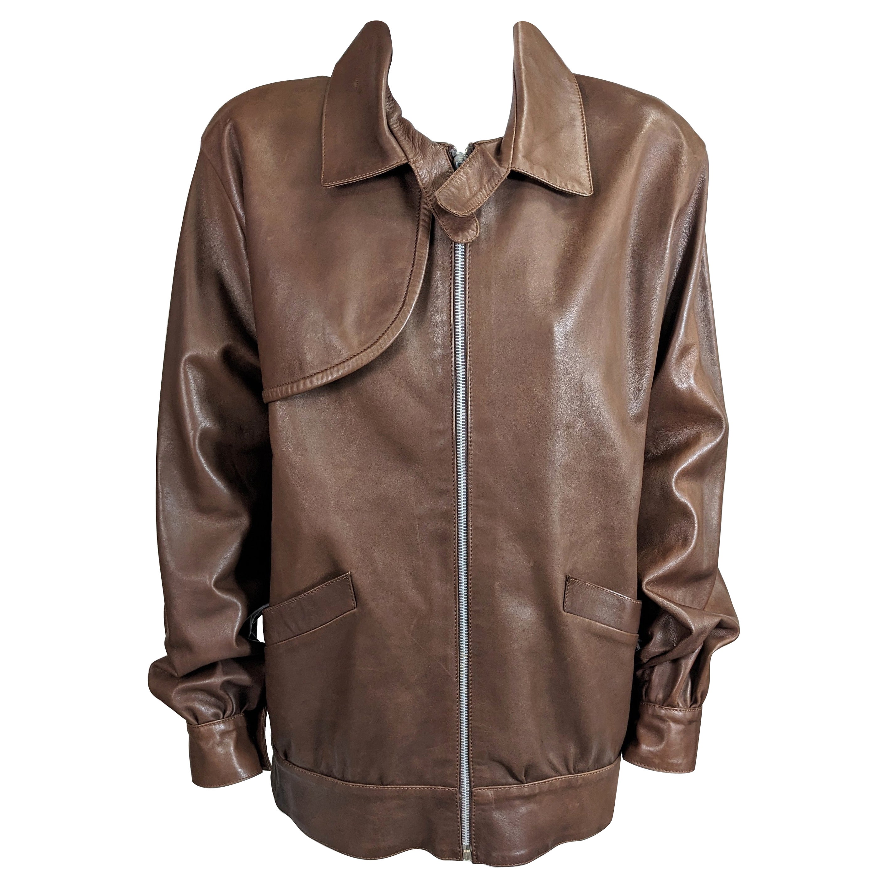 Vintage Trussardi Soft Calf Leather Bomber For Sale