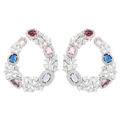 Orecchini a cerchio con zirconia cubica multicolore per gioielli da sposa in A. Silver